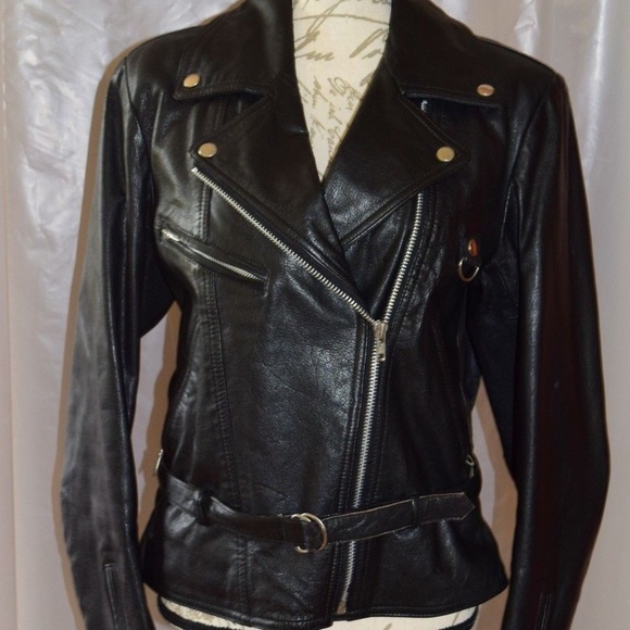 Leather Warehouse Jackets & Blazers - Vintage Black Leather Heavy Motorcycle Jacket